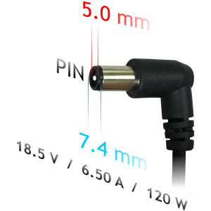 AC adapter Dell, HP (Compaq) notebookhoz 18,5V 6,5A (120W) - 7,4x5,0 mm + pin #2