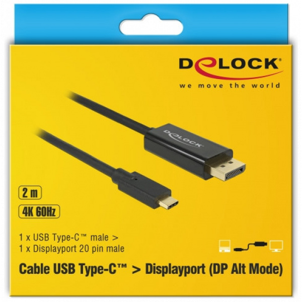 USB Type-C™ - DisplayPort 4K kábel (DP váltakozó mód) 4K 60 Hz, 2m Delock #3