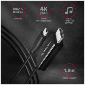 USB Type-C™ - HDMI 2.0 4K kábel (aktív) 4K 60 Hz, 1,8m Axagon #2