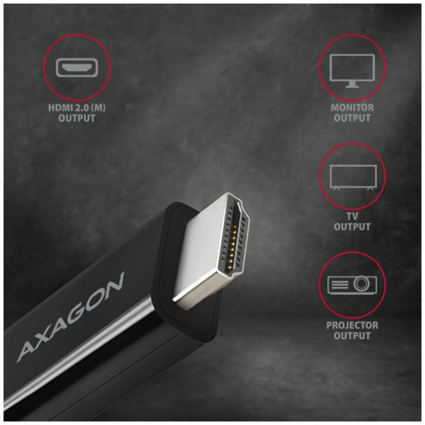 USB Type-C™ - HDMI 2.0 4K kábel (aktív) 4K 60 Hz, 1,8m Axagon #3