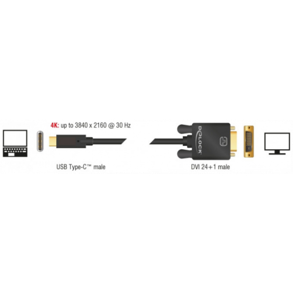 USB Type-C™ - DVI 24+1 4K kábel (DP váltakozó mód) 4K 30 Hz, 1m Delock #2