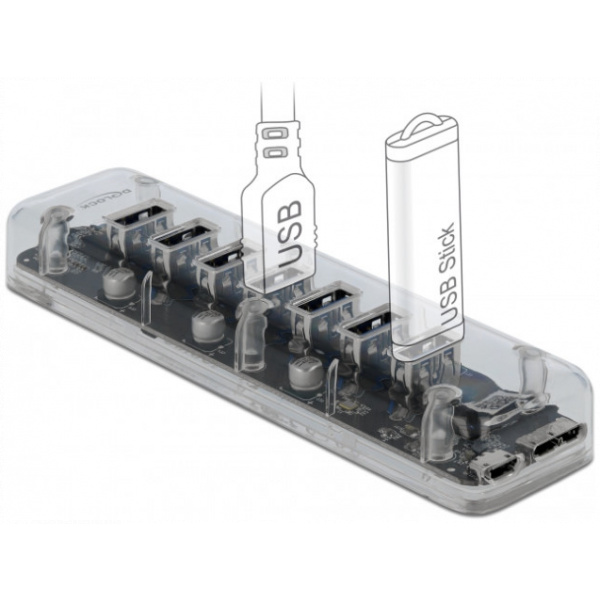 7-portos USB HUB (átlátszó) Delock (USB 3.0) #2