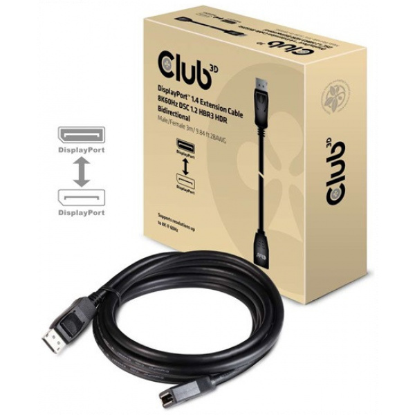 DisplayPort (M/F) Premium hosszabbító kábel 3m - Club3D (8K 60Hz) #2