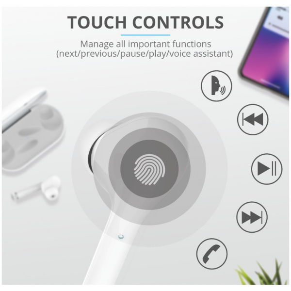 Trust Nika Touch Bluetooth Wireless fülhallgató (fehér) #3