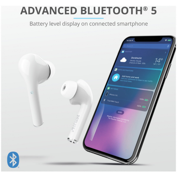 Trust Nika Touch Bluetooth Wireless fülhallgató (fehér) #4