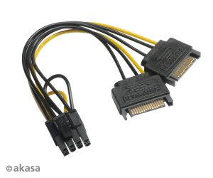 Akasa PCIe VGA tápátalakító kábel (2x SATA > PCIe 6+2-pin) #2