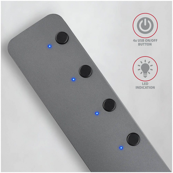 4-portos USB HUB Axagon HUE-MSA (USB 3.2) Kapcsolható portokkal, Type-A #3