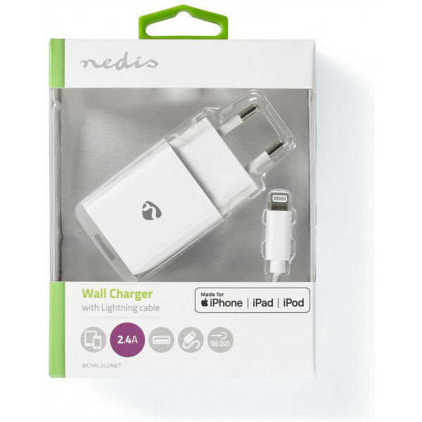 Nedis USB-s töltő (220V) külön Lightning kábellel iPhone / iPad-hoz #3
