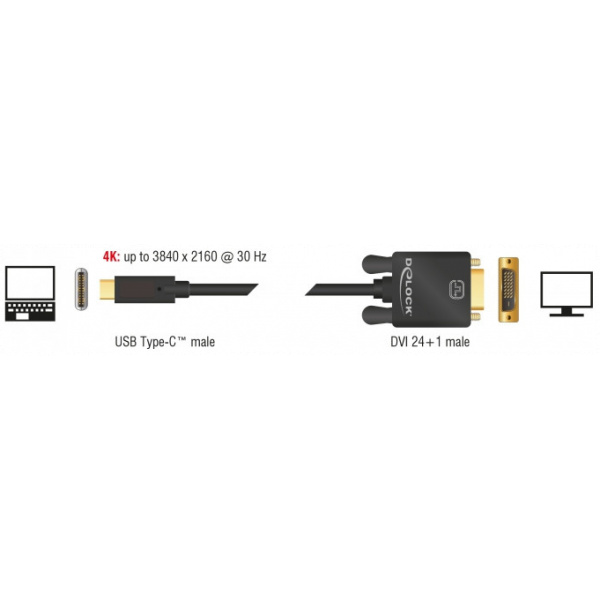 USB Type-C™ - DVI 24+1 4K kábel (DP váltakozó mód) 4K 30 Hz, 2m Delock #2