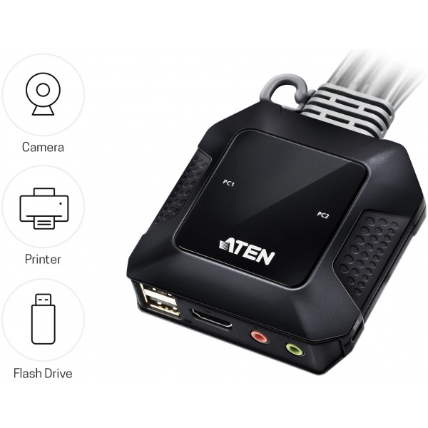 KVM 2 PC átkapcsoló - HDMI 4K, USB és audio csatlakozókkal ATEN CS22H #4