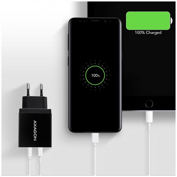 Axagon 220V-os Dual USB fali töltő (1x 2,2A Smart port + 1x 1A USB port) #6