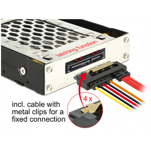 Delock 3.5"-es mobilkeret 2.5"-es SATA/SAS HDD/SSD-hez, rezgés elleni védelemmel #5