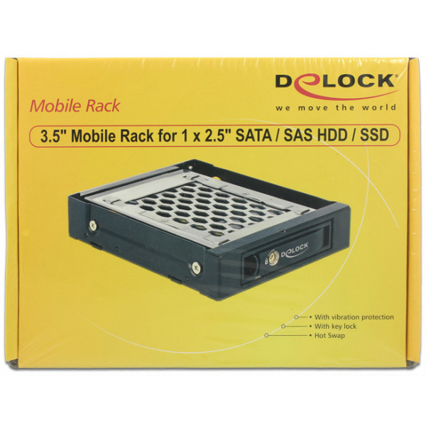 Delock 3.5"-es mobilkeret 2.5"-es SATA/SAS HDD/SSD-hez, rezgés elleni védelemmel #8