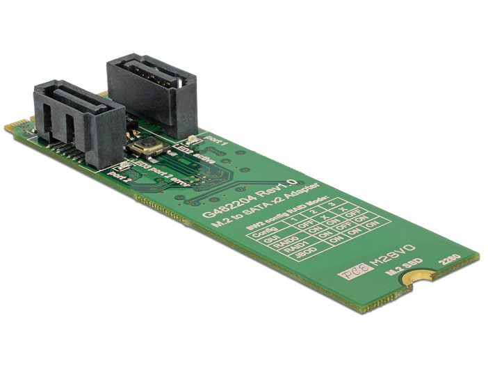Delock adapter M.2 aljzat (B+M) > 2x SATA 7-tűs csatlakozó, RAID funkcióval #2