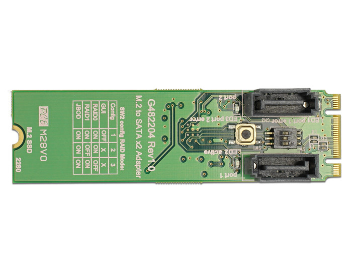 Delock adapter M.2 aljzat (B+M) > 2x SATA 7-tűs csatlakozó, RAID funkcióval #3