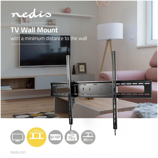 Nedis VESA dönthető fali konzol (max. 75 kg, 100"-ig) - TVWM2170BK #4
