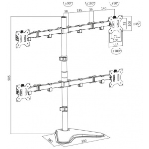 Logilink BP0046 VESA Quad asztali konzol (max. 4x8 kg, 4x32"-ig) #2