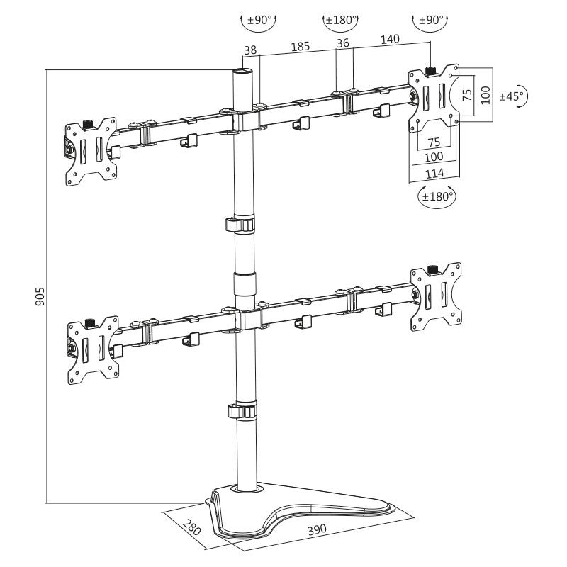 Logilink BP0046 VESA Quad asztali konzol (max. 4x8 kg, 4x32"-ig) #2