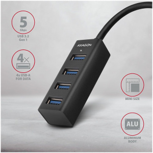 4-portos USB HUB Axagon HUE-M1AL (USB 3.2) Type-A csatlakozóval, 1,2m kábellel #2