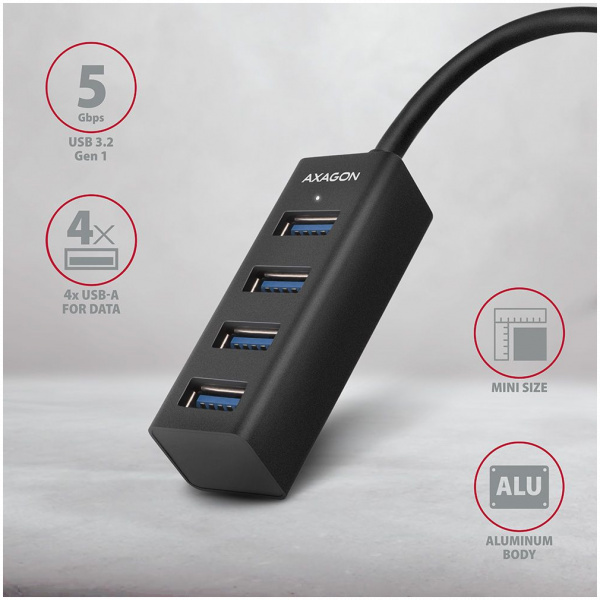 4-portos USB HUB Axagon HUE-M1AL (USB 3.2) Type-A csatlakozóval, 1,2m kábellel #2