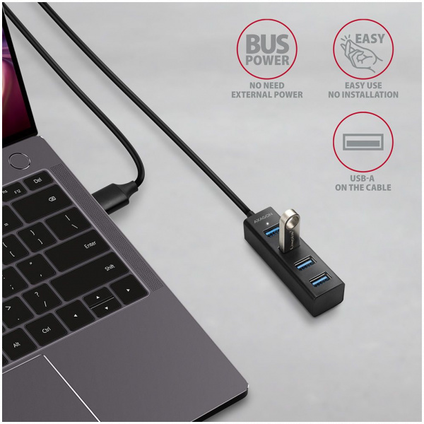 4-portos USB HUB Axagon HUE-M1AL (USB 3.2) Type-A csatlakozóval, 1,2m kábellel #3