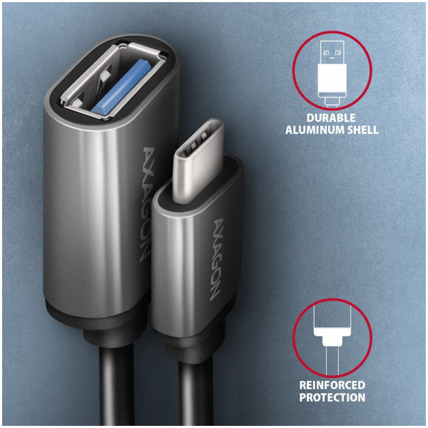 USB 3.2 (C) – USB 3.2 (A) (M/F) kábel 0,2m Axagon fekete #5