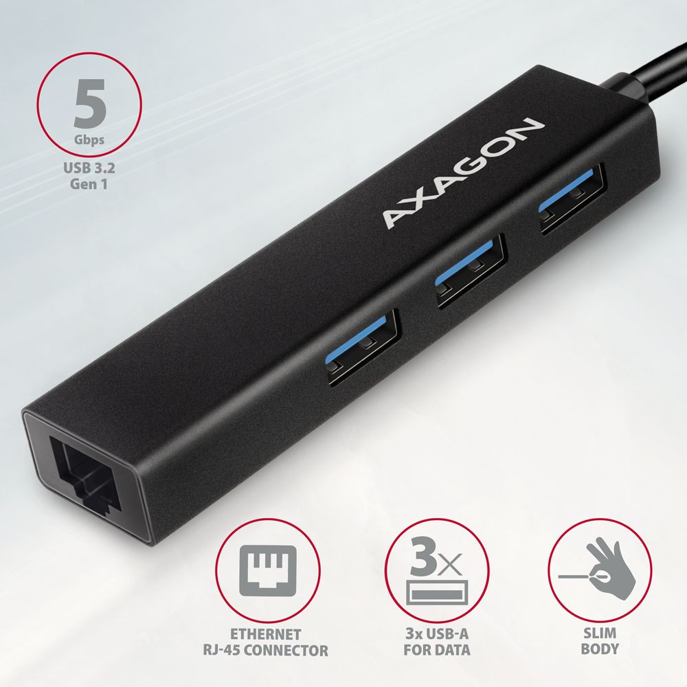3-portos USB HUB Axagon HMA-GL3A (USB 3.2) Type-C + Gbit LAN csatlakozóval #2