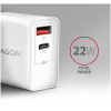 Axagon 220V-os USB-s fali gyorstöltő (1x QC3.0 + 1x PD USB-C port) fehér #2