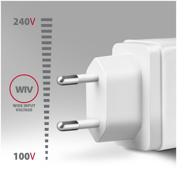 Axagon 220V-os USB-s fali gyorstöltő (1x QC3.0 + 1x PD USB-C port) fehér #3