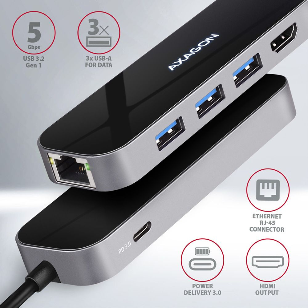 Axagon HMC-6GL SuperSpeed USB-C Combo 6-in-1 HUB #2