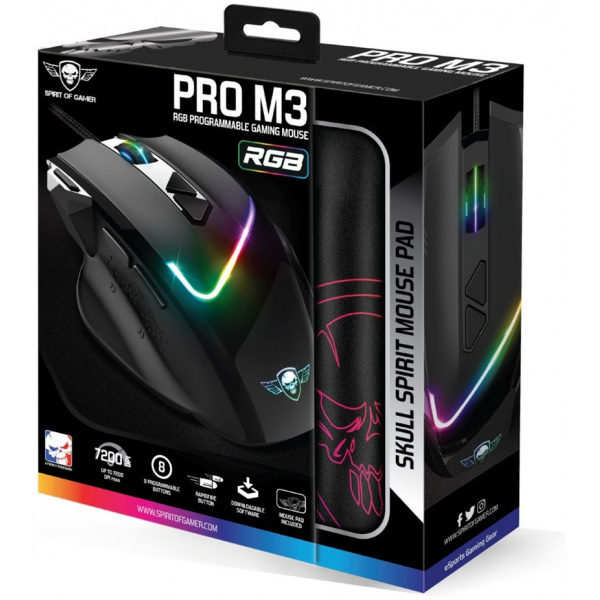 Spirit of Gamer PRO-M3 RGB Gamer egér egérpaddal #7