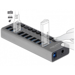 Delock USB 3.0 HUB 10 porttal és kapcsolóval #2