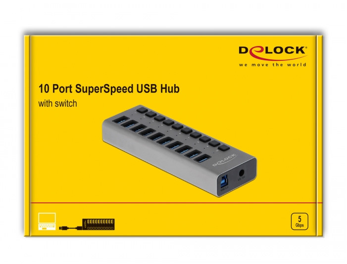 Delock USB 3.0 HUB 10 porttal és kapcsolóval #4