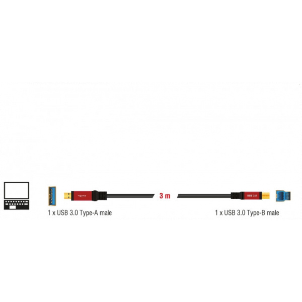 USB 3.0 prémium kábel A/B 3m - Delock #3