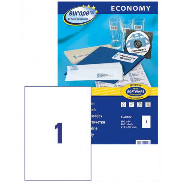 Avery Europe100 etikett címke (210 x 297 mm, 100 ív) #2