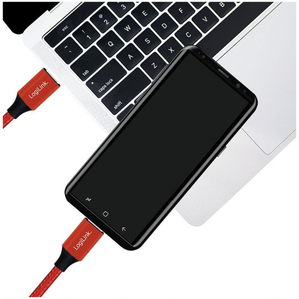 Logilink USB 2.0 C – C töltőkábel (szövet borítással, 3A) 1m #3
