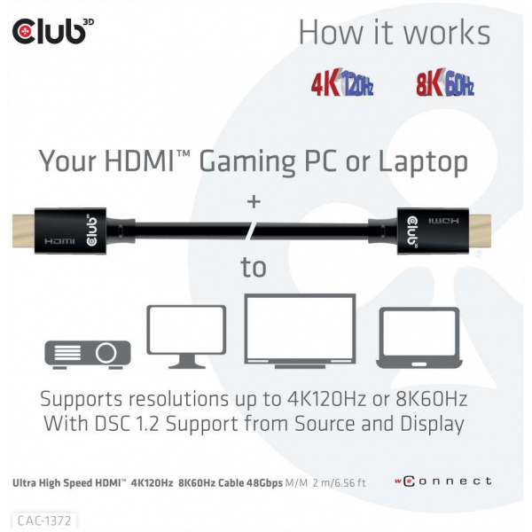 HDMI-HDMI (M) Ultra High Speed kábel 2m 4K 120Hz (Club3D) #4