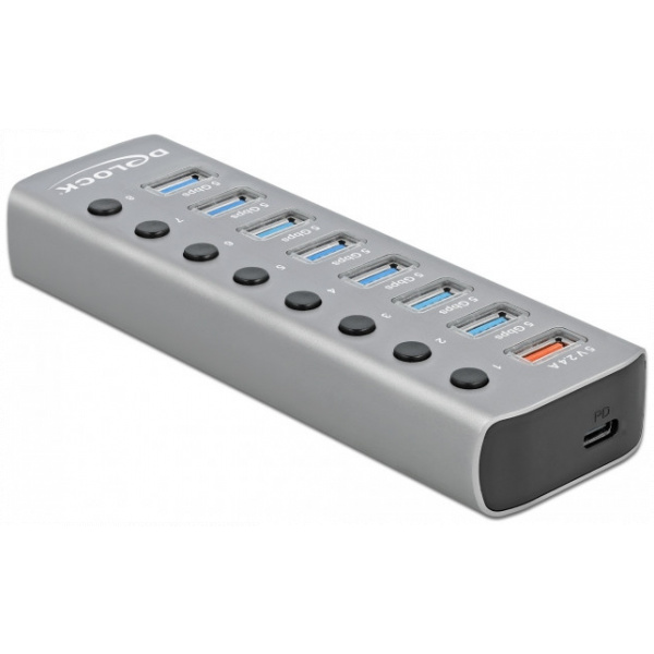 Delock USB 3.2 HUB 7 porttal, 1 gyorstöltő porttal, 1 USB-C™ PD 3.0 porttal #3