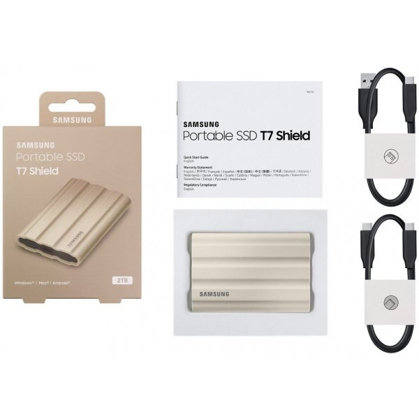 2TB Samsung T7 Shield hordozható SSD USB 3.2 (bézs) #7