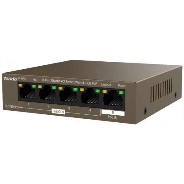 Tenda TEG1105 5-port Gbit switch 4 PoE porttal (desktop) #3