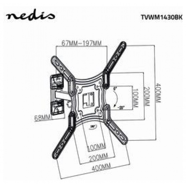 Nedis VESA dönthető, forgatható fali konzol (max. 30 kg, 55"-ig) - TVWM1430BK #4