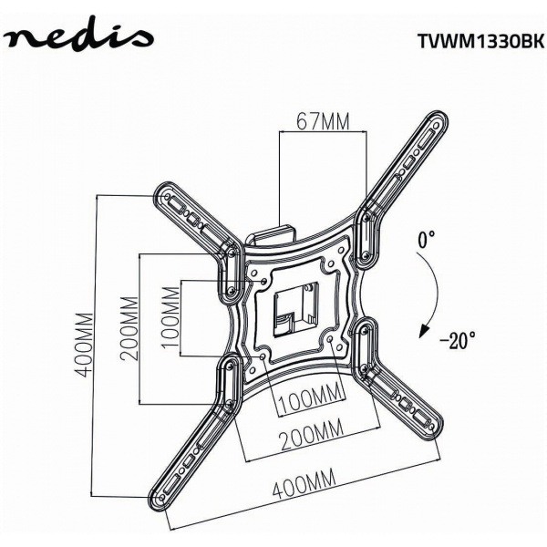 Nedis VESA dönthető, forgatható fali konzol (max. 30 kg, 55"-ig) - TVWM1330BK #6