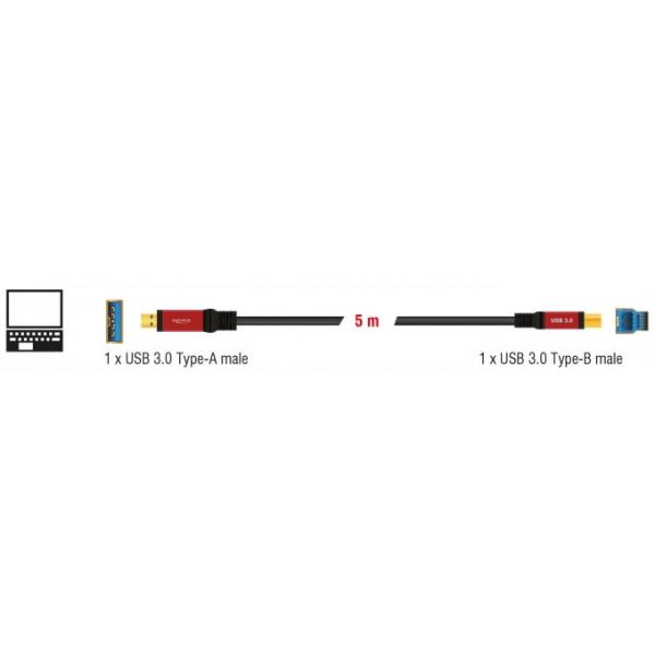 USB 3.0 prémium kábel A/B 5m - Delock #3