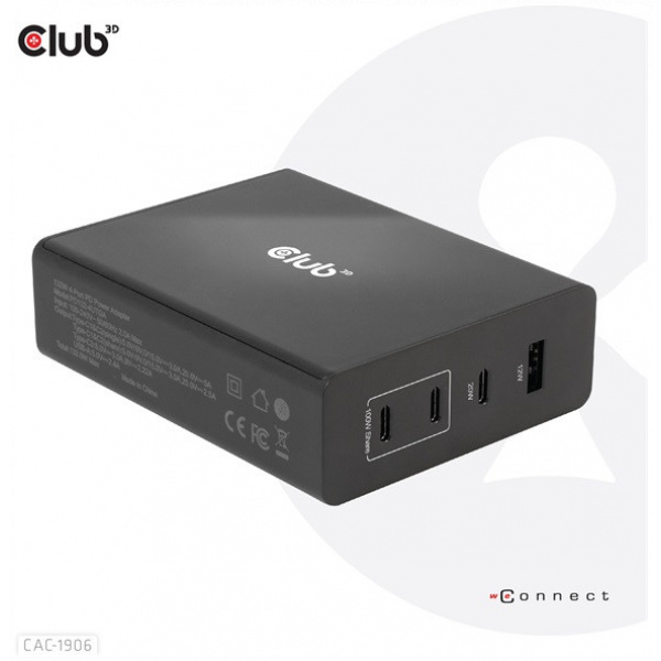Club3D CAC-1906 4-port USB-A/C 132W GaN gyorstöltő PD3.0 támogatással #3