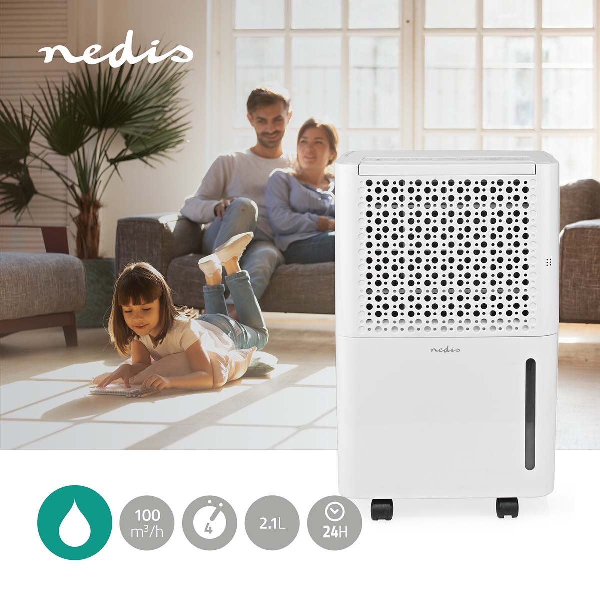 Nedis párátlanító (10l/nap, 100 m3/h, 2,1l-es tartály) #2