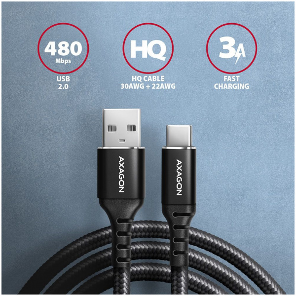 USB 2.0 (C) – USB 2.0 (A) kábel 2m Axagon #2