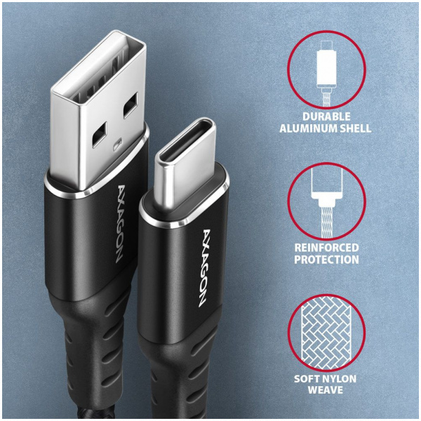 USB 2.0 (C) – USB 2.0 (A) kábel 2m Axagon #3