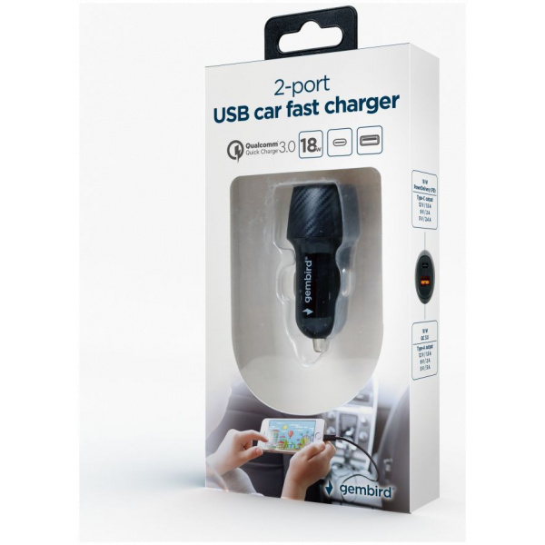 USB Car charger (autós töltő adapter) PD, 18W, USB-A, USB-C csatlakozó - Gembird #5