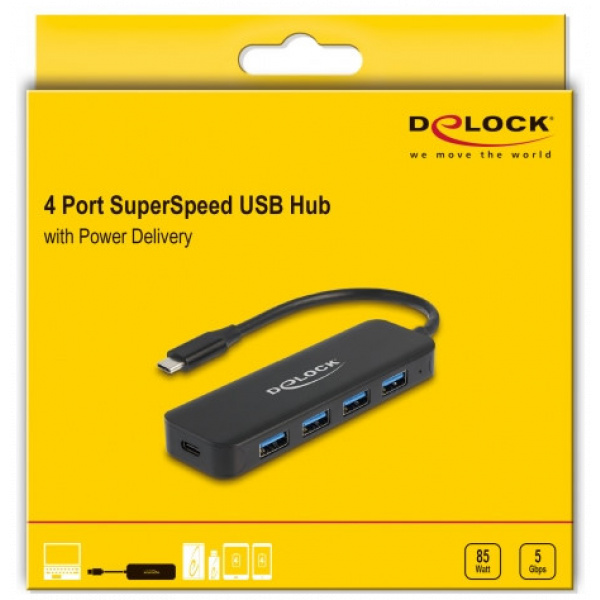 Delock USB Type-C™ Hub 4 Port USB 3.2 Gen 1 Power Delivery-vel 85W #3