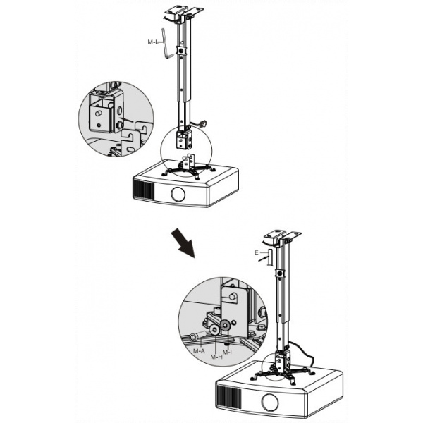 SUNNE mennyezeti projektor konzol, ezüst (PRO02S) - 430-650 mm #2